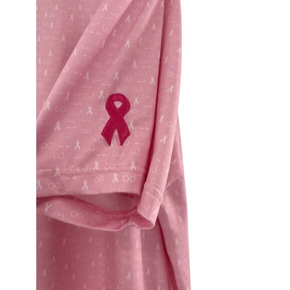 Rhoback Mens Pink Ribbon‎ Polo Shirt XXL Breast Cancer Awareness Collared - Picture 7 of 10